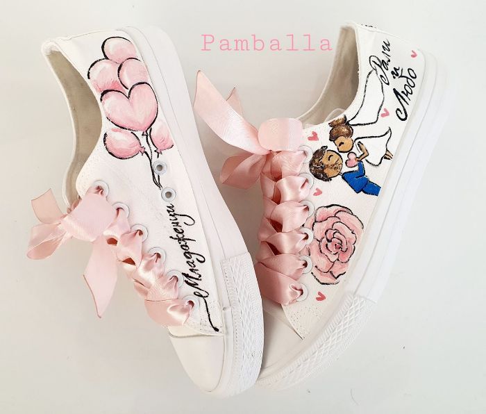 Снимка на Light pink wedding sneakers