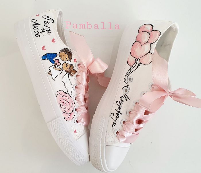 Снимка на Light pink wedding sneakers