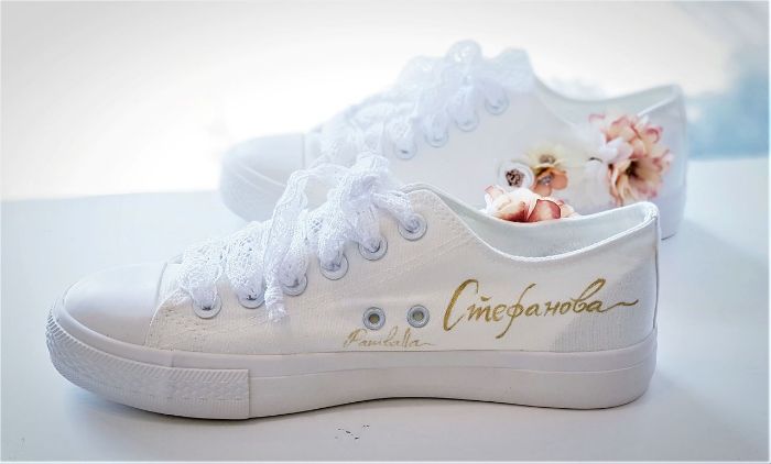 Снимка на 3D Flowers wedding tulle sneakers