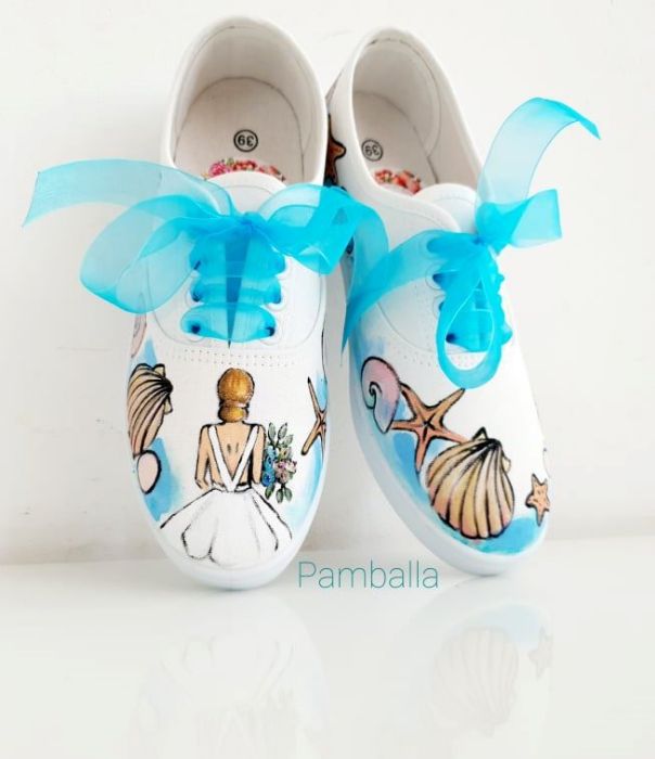 Снимка на  I do blue sea wedding sneakers