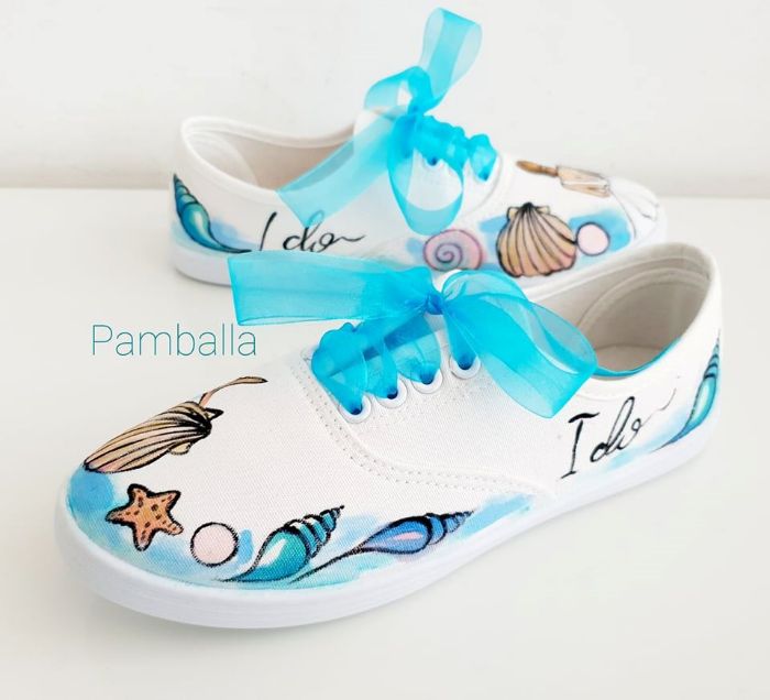 Снимка на  I do blue sea wedding sneakers