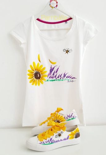 Снимка на Lavender, bee and sunflowers  T - shirt